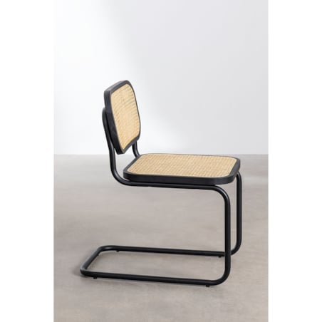 Krzesło czarne z plecionką wiedeńską czarna podstawa