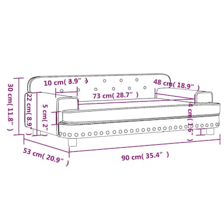 vidaXL Sofa dla dzieci, brązowa, 90x53x30 cm, aksamit