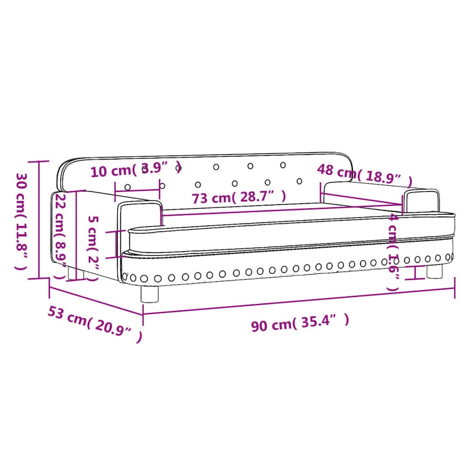 vidaXL Sofa dla dzieci, brązowa, 90x53x30 cm, aksamit