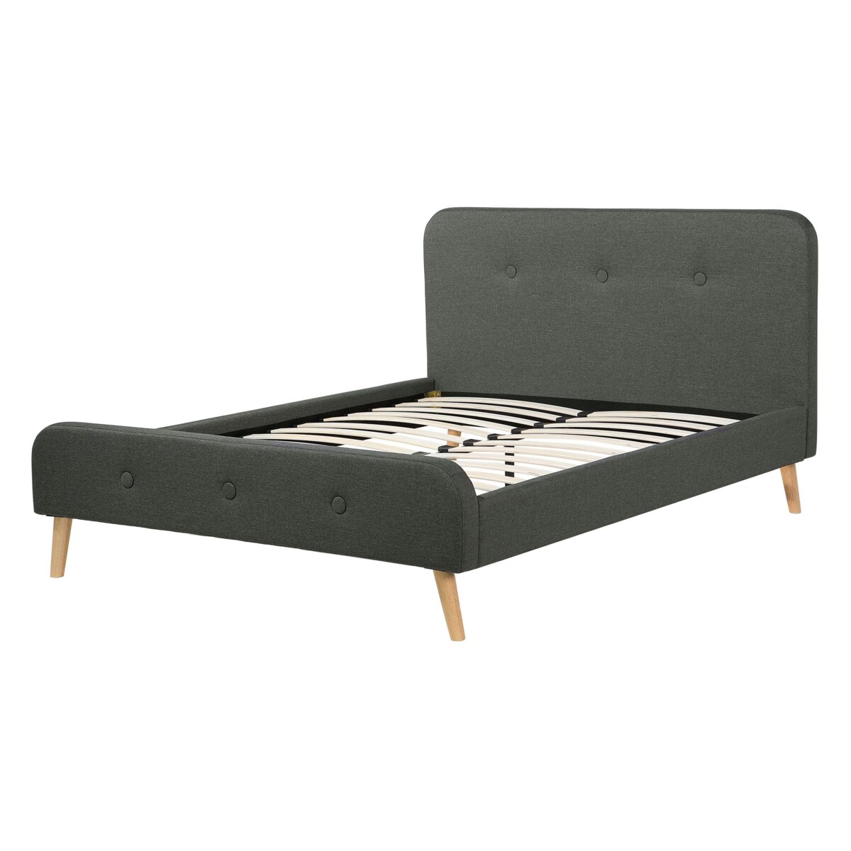 Łóżko tapicerowane 140 x 200 cm ciemnoszare RENNES