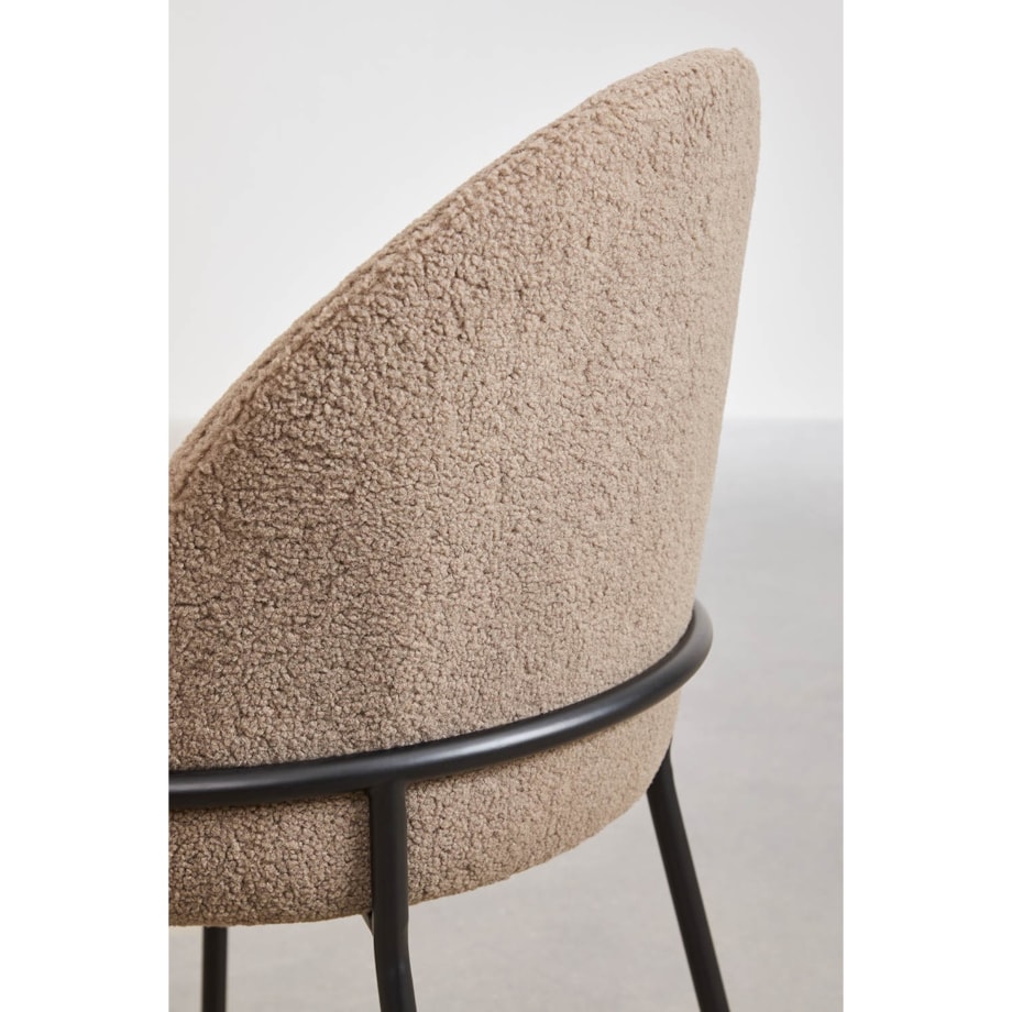 Krzesło na metalowej podstawie, boucleé, kawa z mlekiem, Grolet