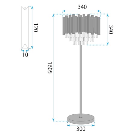 Lampa Podłogowa App1716-3F Chrom, Metal