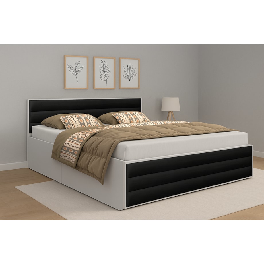 Łóżko ALDO 3 120x200 z tapicerowanymi panelami na wezgłowiu - czarne