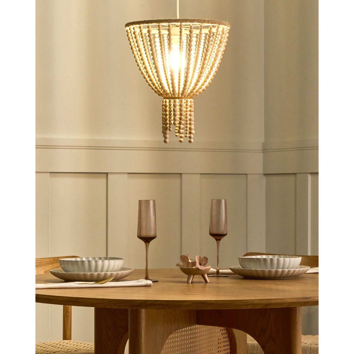 Żyrandol PUSWELI Drewno Jasnobrązowy