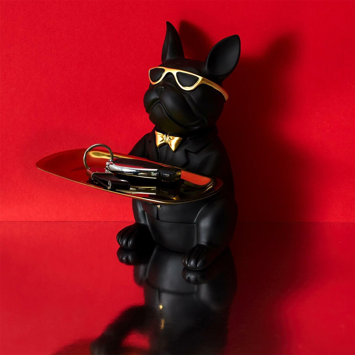 Organizer Buldog czarny ze złotą tacą