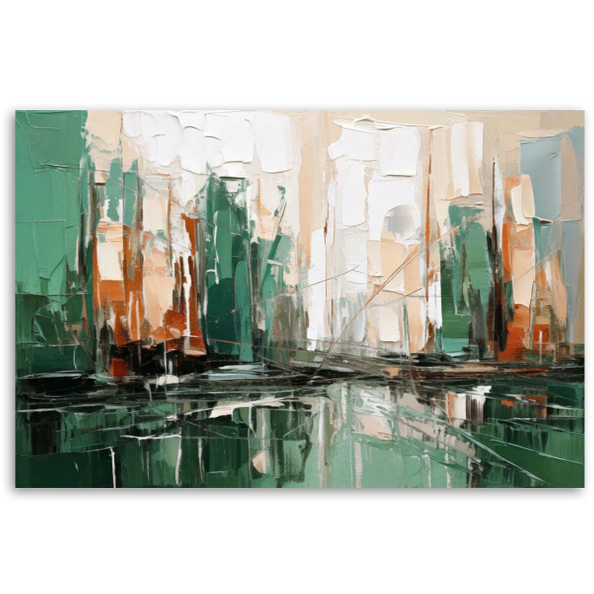 Feeby Obraz nowoczesny, Miasto zielona abstrakcja jak malowana 90x60