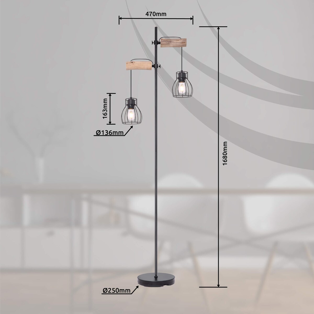 Stojąca lampa podłogowa Mina 15326-2SN drewniana czarna