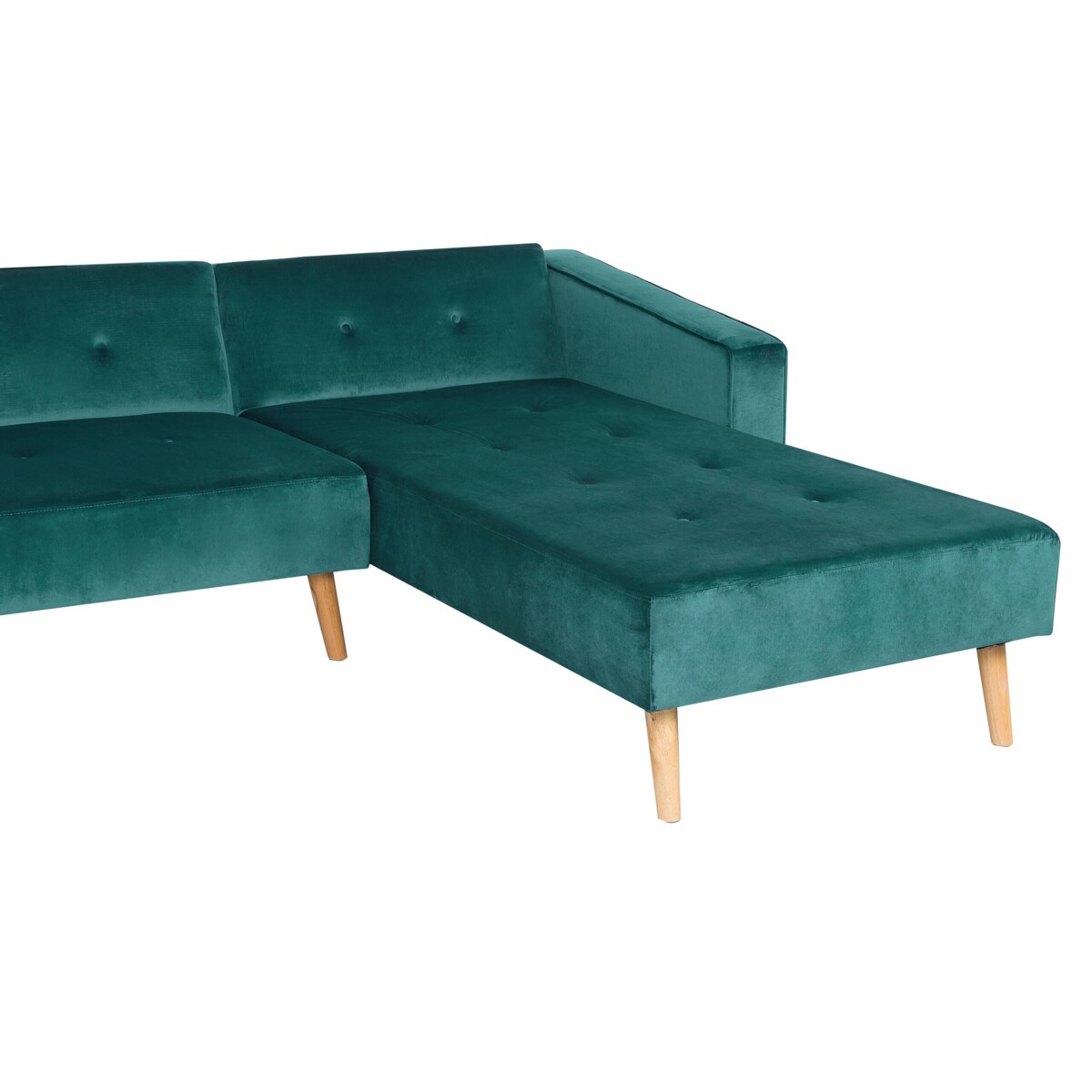 Narożnik welurowy lewostronny rozkładany zielony VADSO