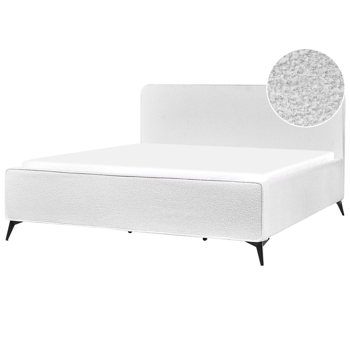 Łóżko Boucle VALOGNES 180 x 200 cm Złamana biel