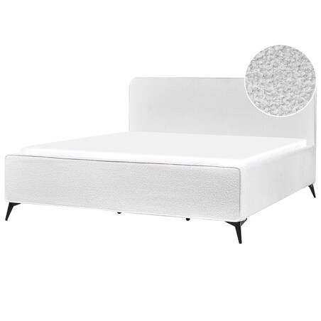 Łóżko Boucle VALOGNES 180 x 200 cm Złamana biel
