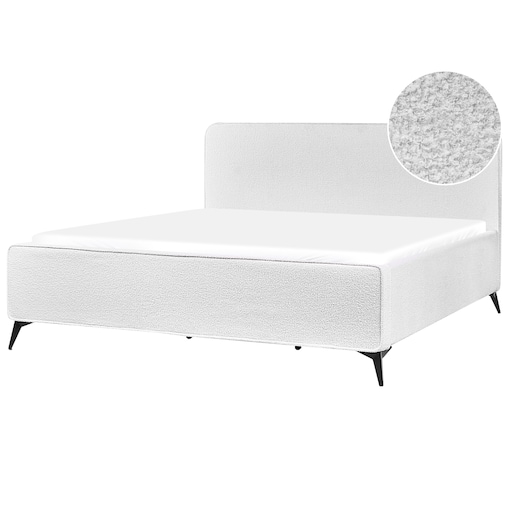 Łóżko Boucle VALOGNES 180 x 200 cm Złamana biel