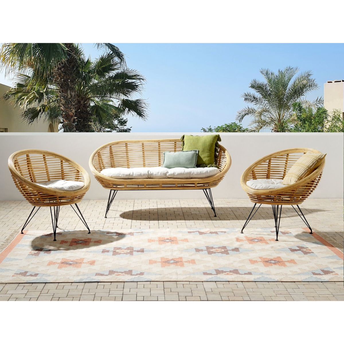 Zestaw ogrodowy rattanowy 4-osobowy naturalny MARATEA