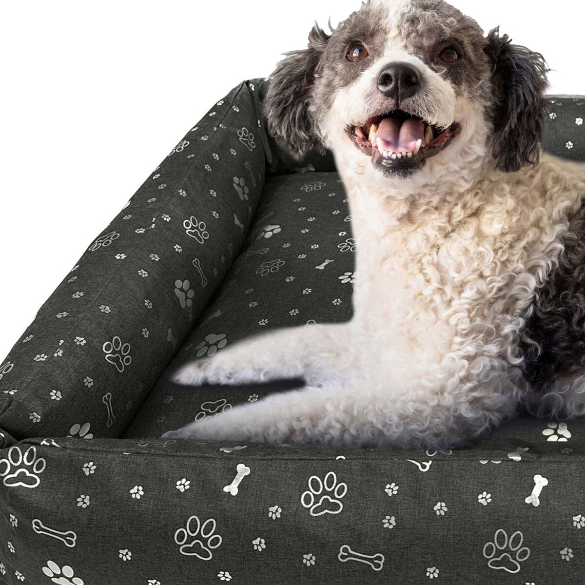 Legowisko Dla Psa Kanapa Posłanie 100X75 Cm Wodoodporne Poduszki Pikowane Kość Srebrna