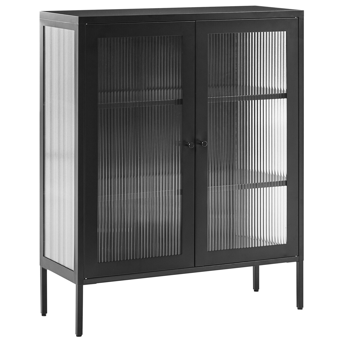 Szafka ze szklanymi drzwiami LERRYN Metal 90 cm Czarny
