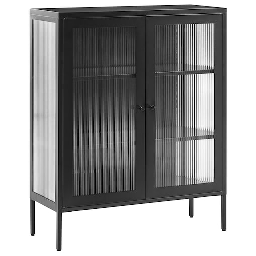 Szafka ze szklanymi drzwiami LERRYN Metal 90 cm Czarny