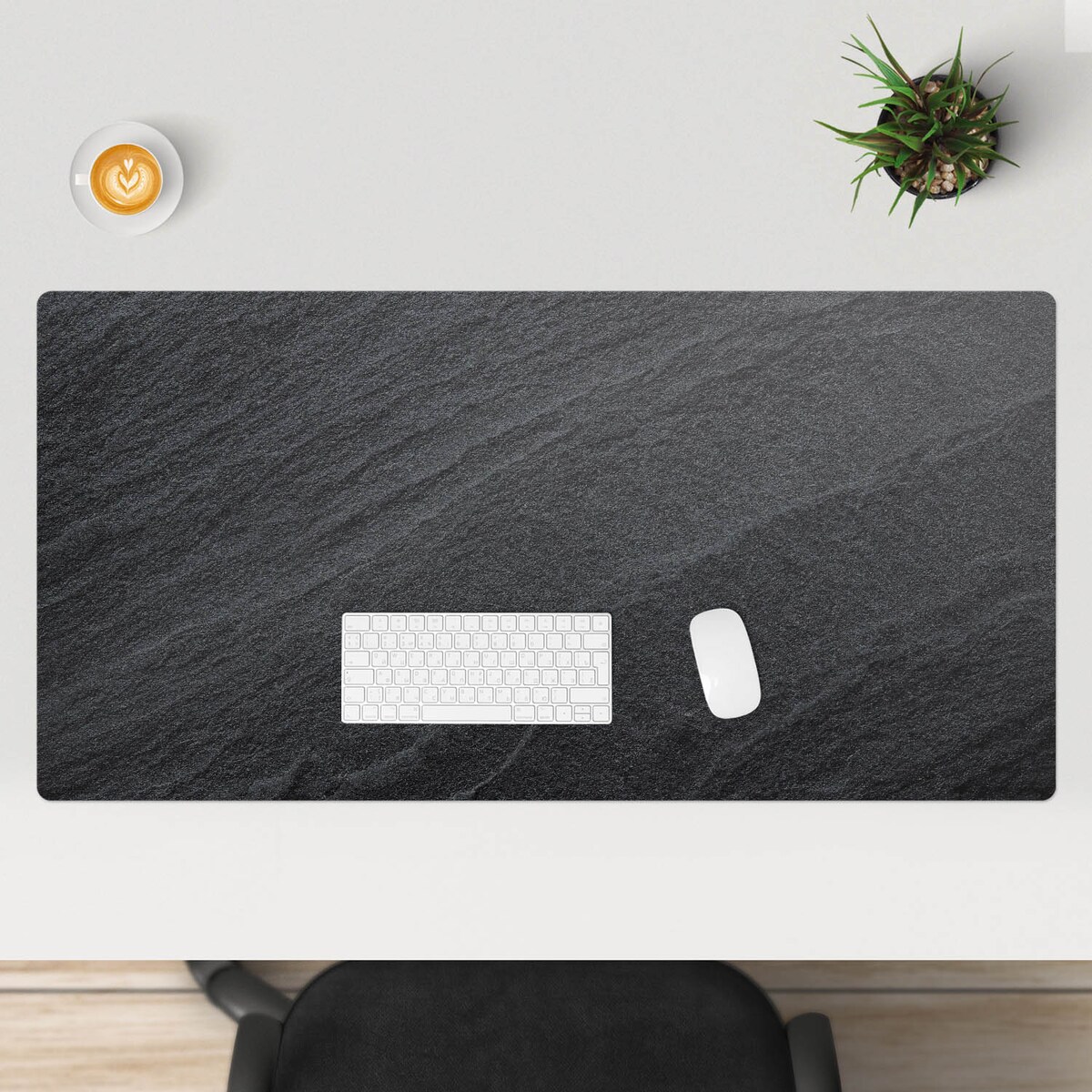 Szara mata na biurko Kamienista tekstura, 120x60 cm