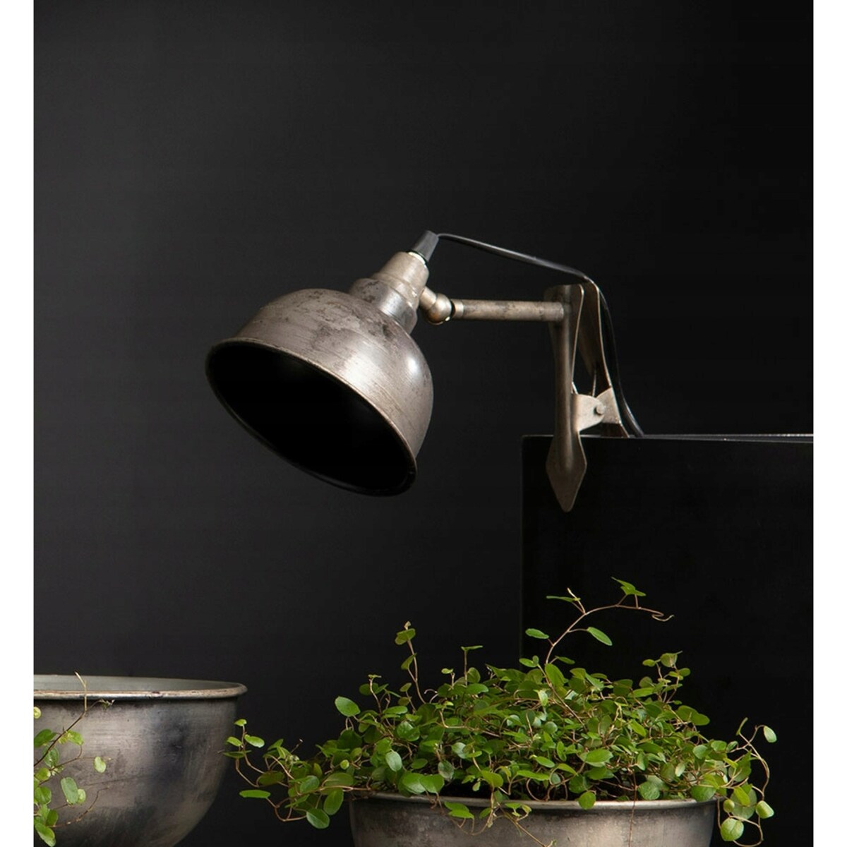 LAMPA Z KLIPSEM przypinana LOFT METALOWA srebrna biurkowa nocna