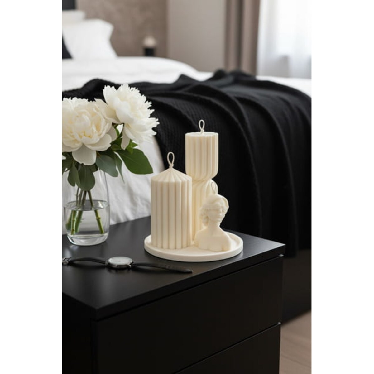 Zestaw świec sojowych Celia – elegancki prezent handmade z tacą i torbą GRATIS