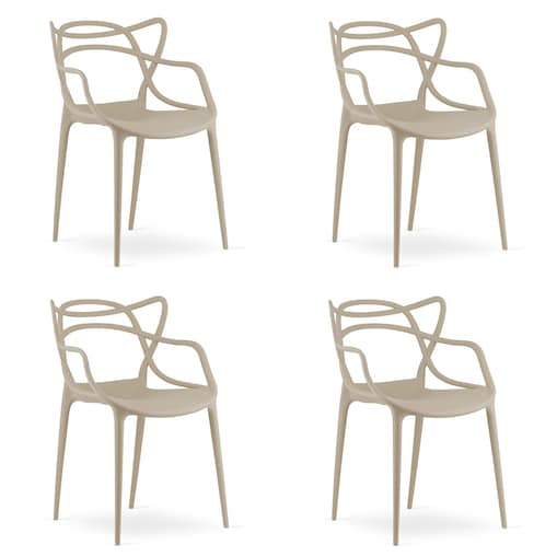 Krzesło Kato w nowoczesnym stylu do jadalni - Beż 4 sztuki