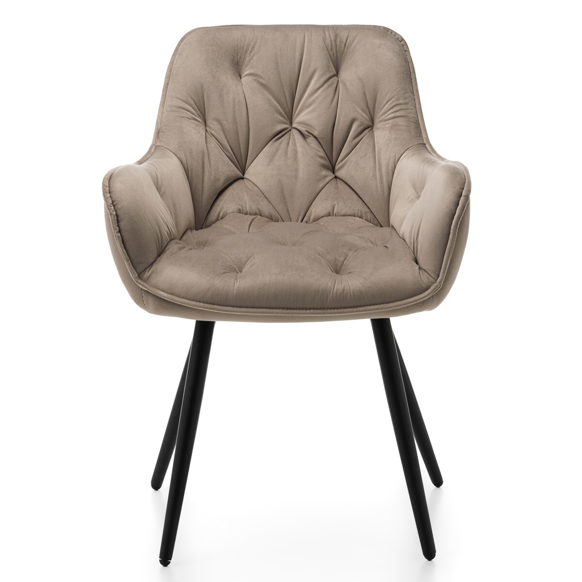 Krzesło tapicerowane pikowane do salonu jadalni welurowe SIENA ciemnobeżowe