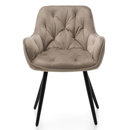 Krzesło tapicerowane pikowane do salonu jadalni welurowe SIENA ciemnobeżowe