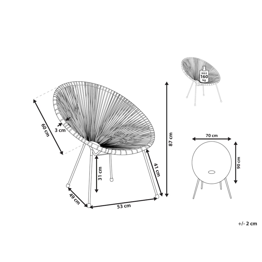 Krzesło z technorattanu szare ACAPULCO II