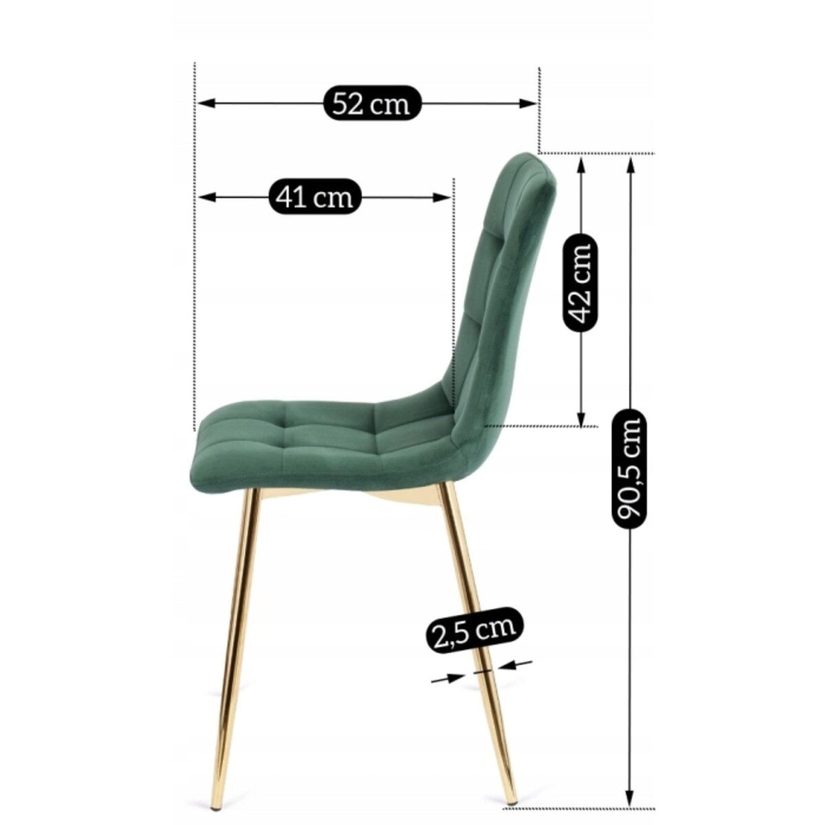 Krzesło Tapicerowane Welurowe Do Salonu Zielone YORK