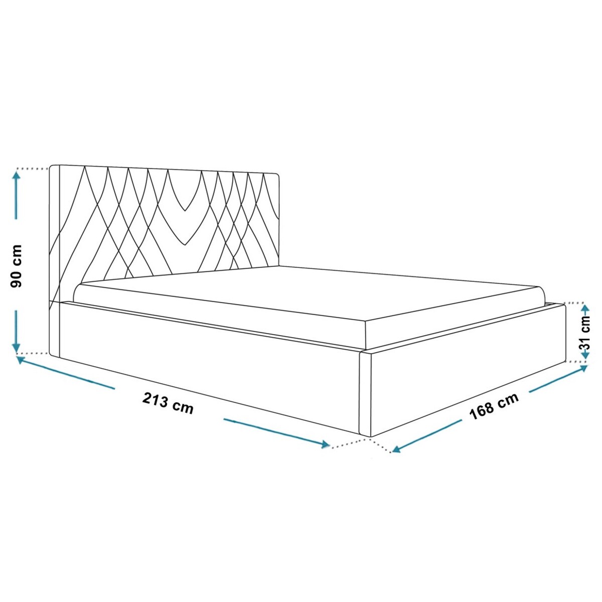 Łóżko sypialniane 160x200 OLDO 5 tapicerowane, tkanina hydrofobowa- granat
