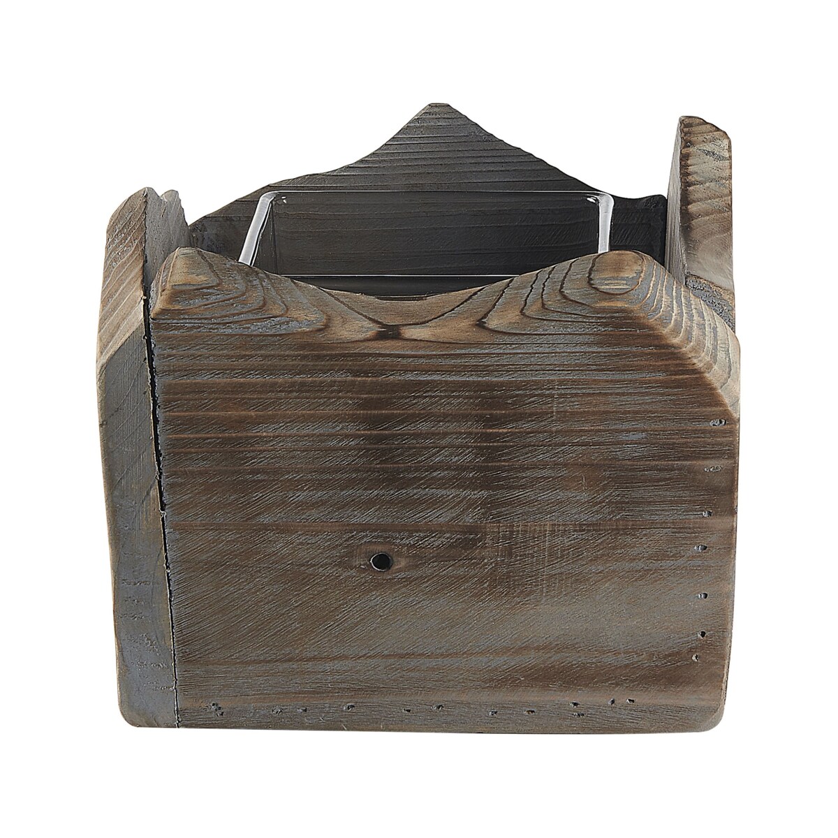 Zestaw 2 świeczników ciemne drewno PLATEROS