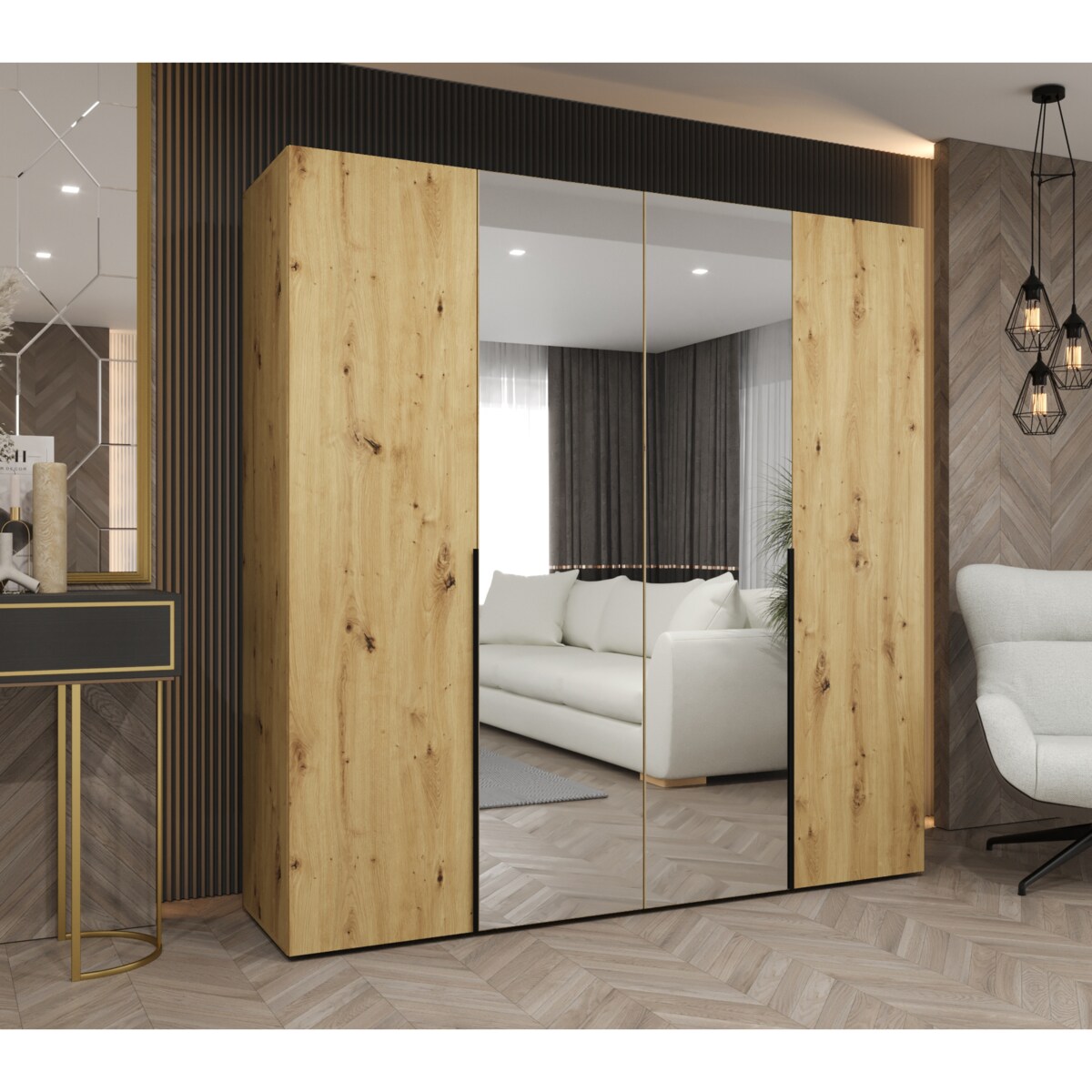 Szafa uchylna otwierana ALICANTE 2 200 wys. 202 cm Artisan + u. Czarny