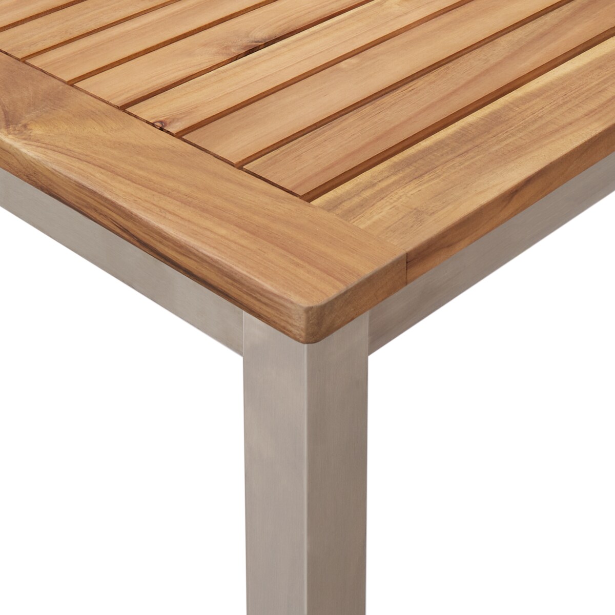 Zestaw do jadalni vidaXL 5 częściowy z litego drewna tekowego, Stół do jadalni na zewnątrz vidaXL 150x90x75 cm z litego drewna tekowego, Zestaw krzeseł ogrodowych vidaXL 4 sztuki z litego drewna tekowego i metalu