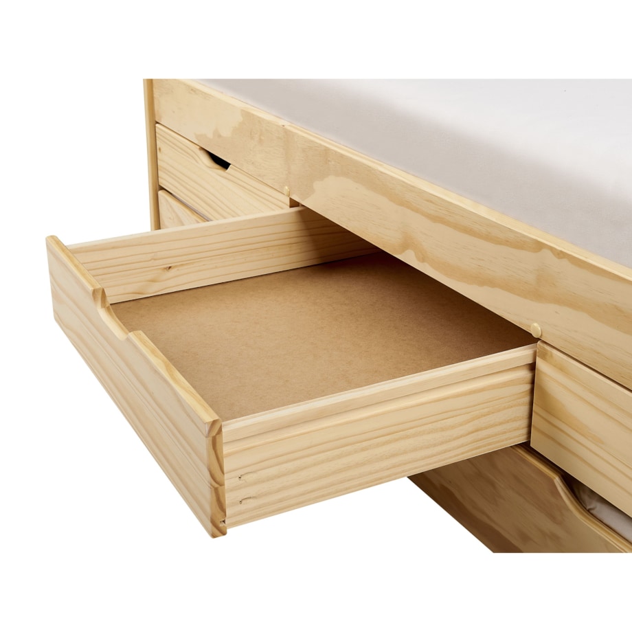 Łóżko wysuwane drewniane 90 x 200 cm jasne PETIVILLE