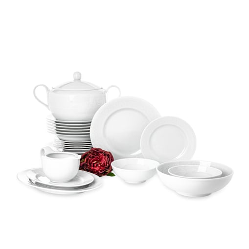 Zestaw obiadowy 6os. (25el.) AMELIA BIAŁA KORONKA