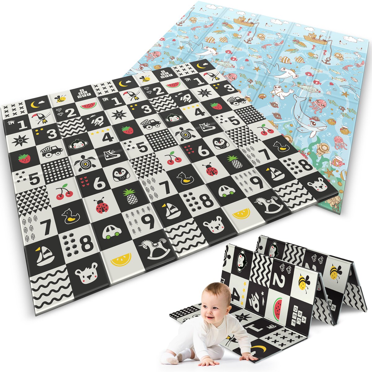 Mata piankowa edukacyjna składana dla dzieci duża 180x200 pianka xpe Nukido