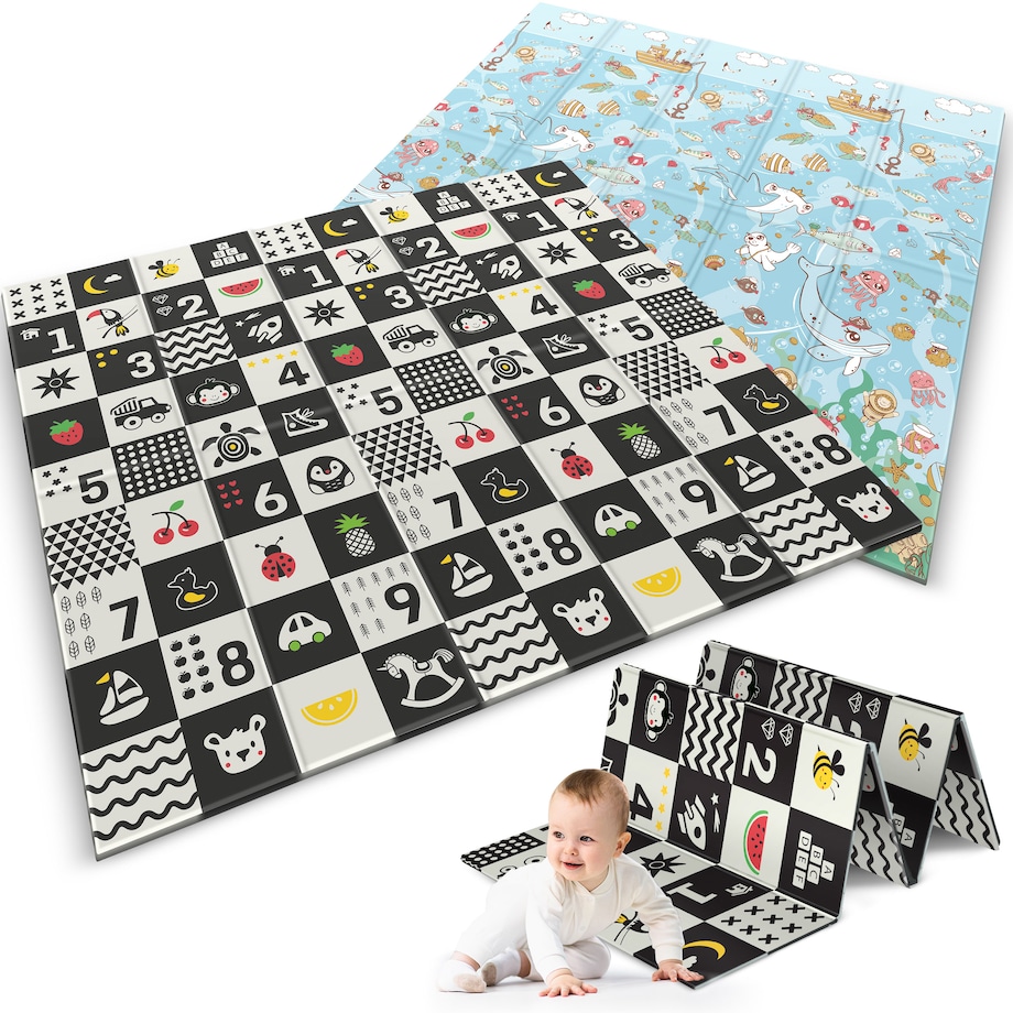 Mata piankowa edukacyjna składana dla dzieci duża 180x200 pianka xpe Nukido