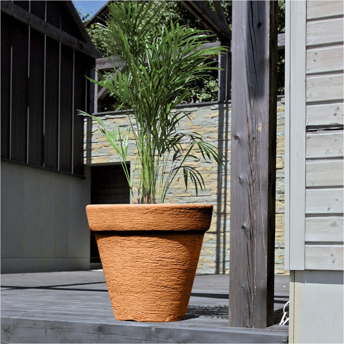 Doniczka Donica Ogrodowa 30 Cm Efekt Cegły Okrągła Na Taras Do Ogrodu Domu Pomarańczowa
