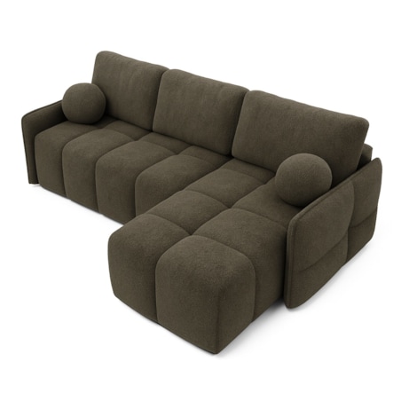 Narożnik MONO z funkcją spania i ozdobnymi poduszkami prawy, kolor taupe