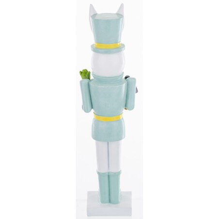 Figurka - Królik w niebieskim mundurze 34x9x6 cm z marchewką i łopatką