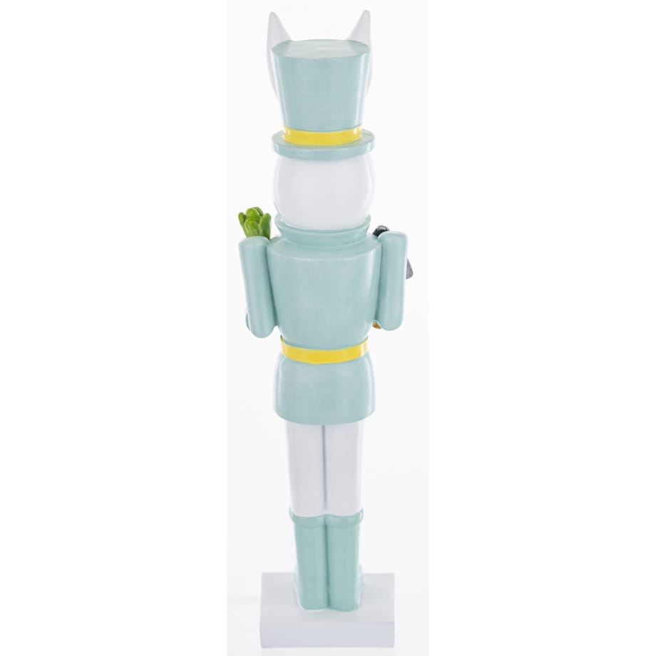 Figurka - Królik w niebieskim mundurze 34x9x6 cm z marchewką i łopatką