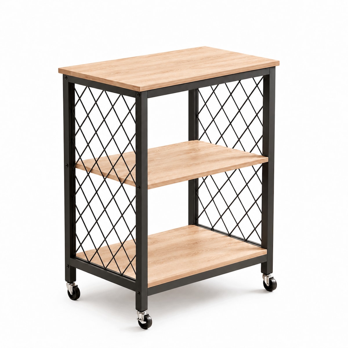 Szafka mobilna na kółkach 60 cm jasny brąz loft wózek kuchenny