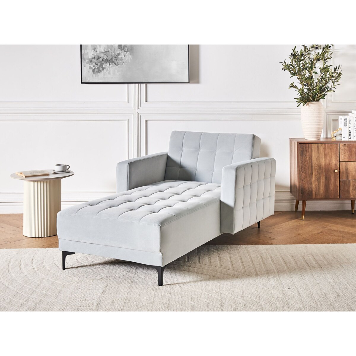 Szezlong welurowy jasnoszary ABERDEEN