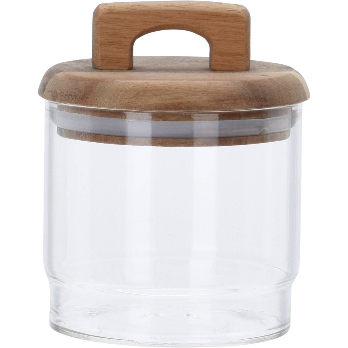 Zestaw szklanych pojemników na żywność z zamknięciem z drewna