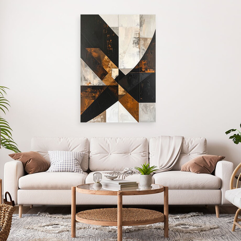 Obraz do salonu sypialni biura loftu, Geometryczna abstrakcja tekstura brązowy