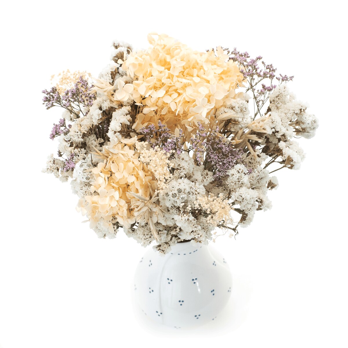 Bukiet suszonych kwiatów Luna premium - hortensja, zatrwian, eukaliptus