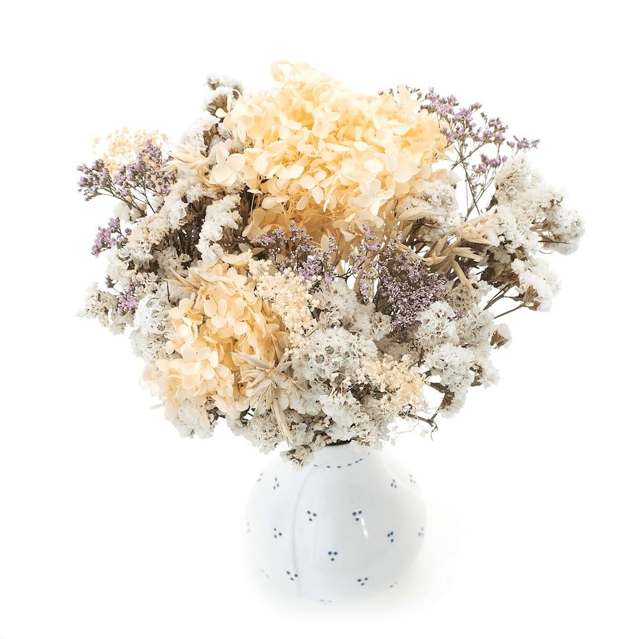Bukiet suszonych kwiatów Luna premium - hortensja, zatrwian, eukaliptus