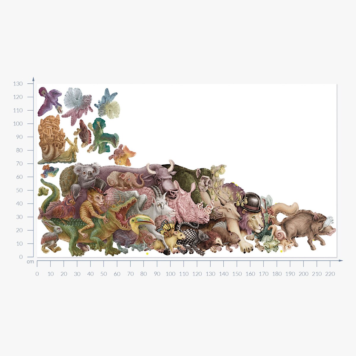 Zestaw naklejek na ścianę, Bajkowe stworzenia, 130cm