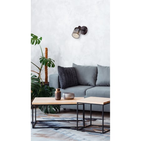 LAMPA KINKIET CANABERA KAWOWE ZŁOTO 1X40W E14 KLOSZ BURSZTYNOWY