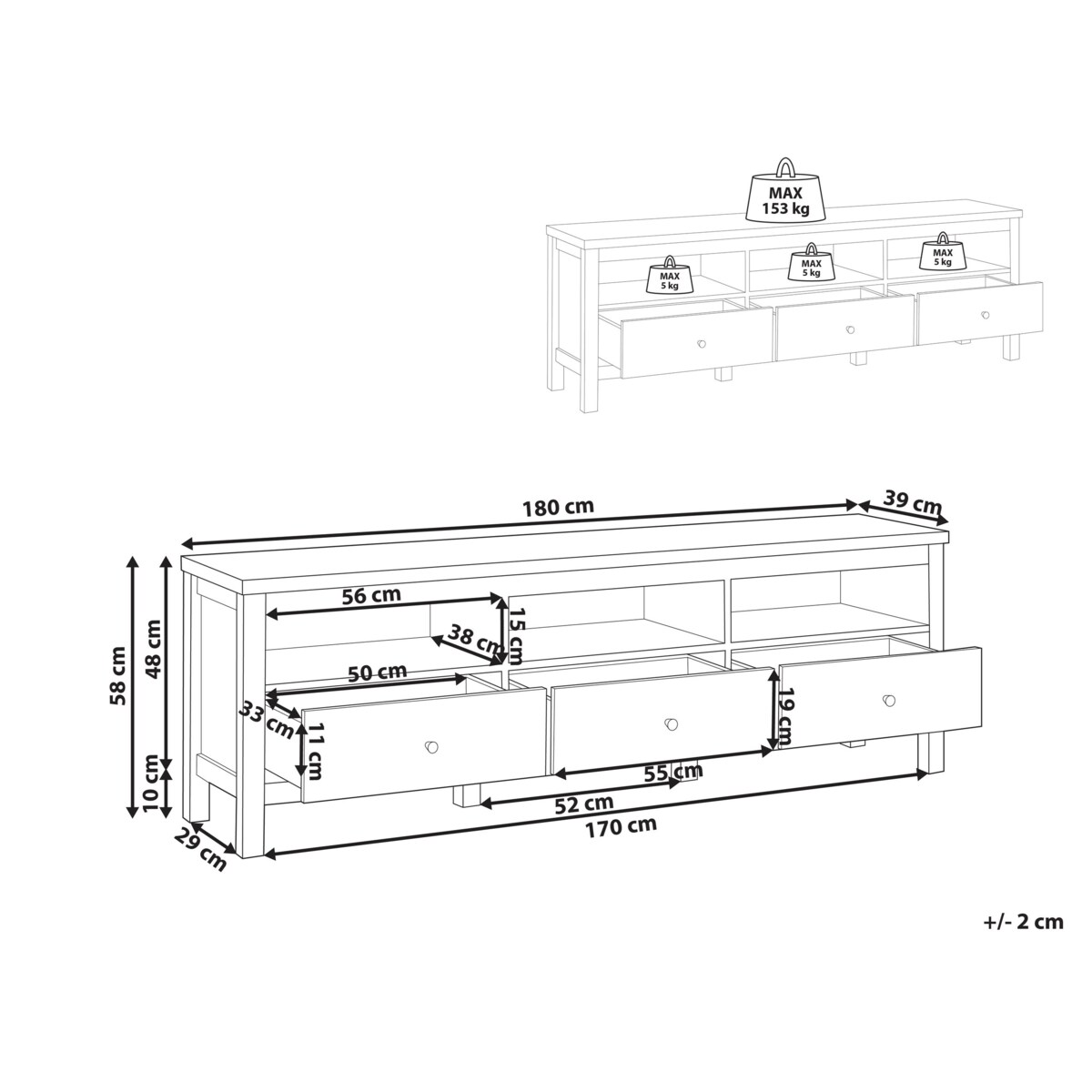 Szafka RTV INVERELL Drewno Biały