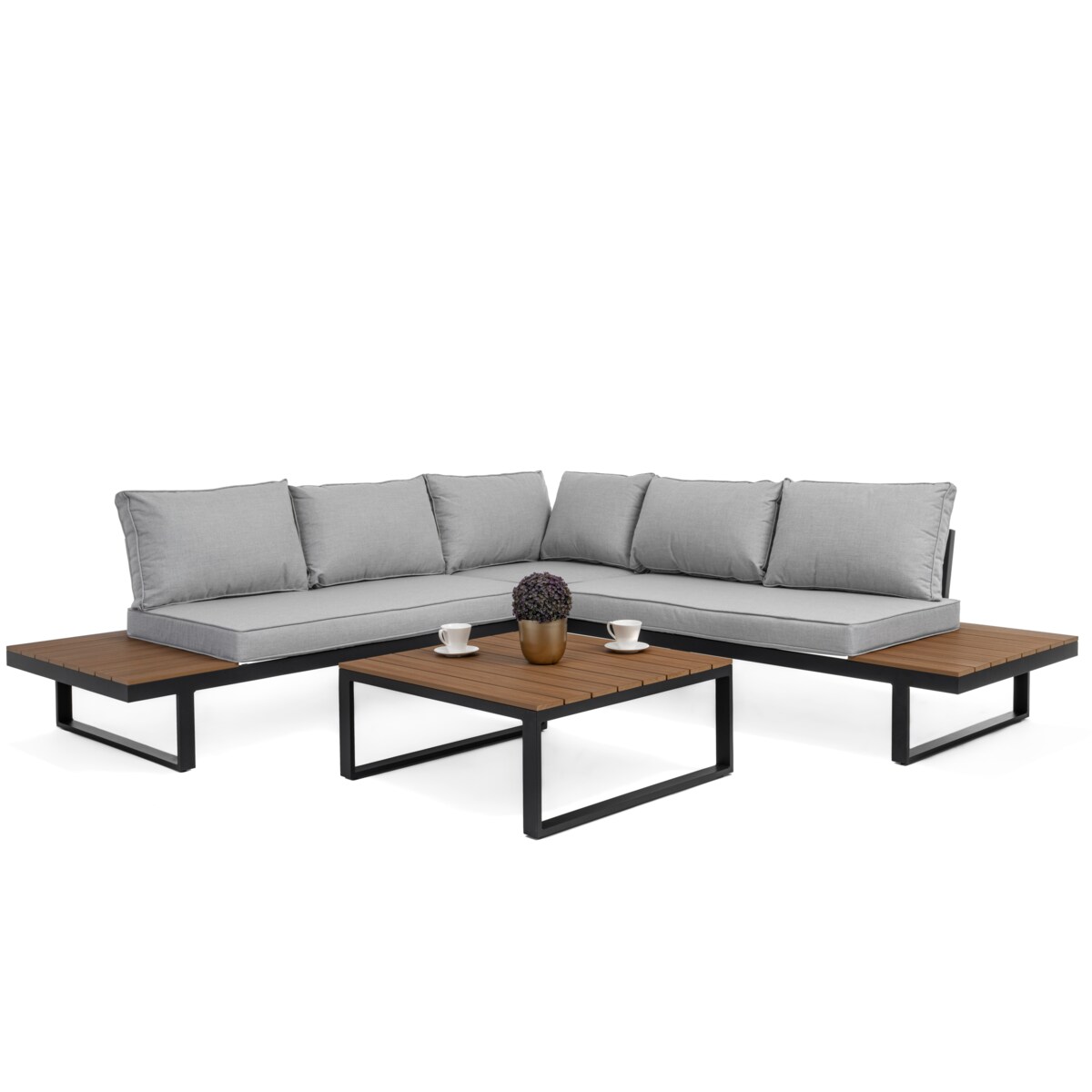 Meble ogrodowe narożnik nowoczesny aluminium MALE szare