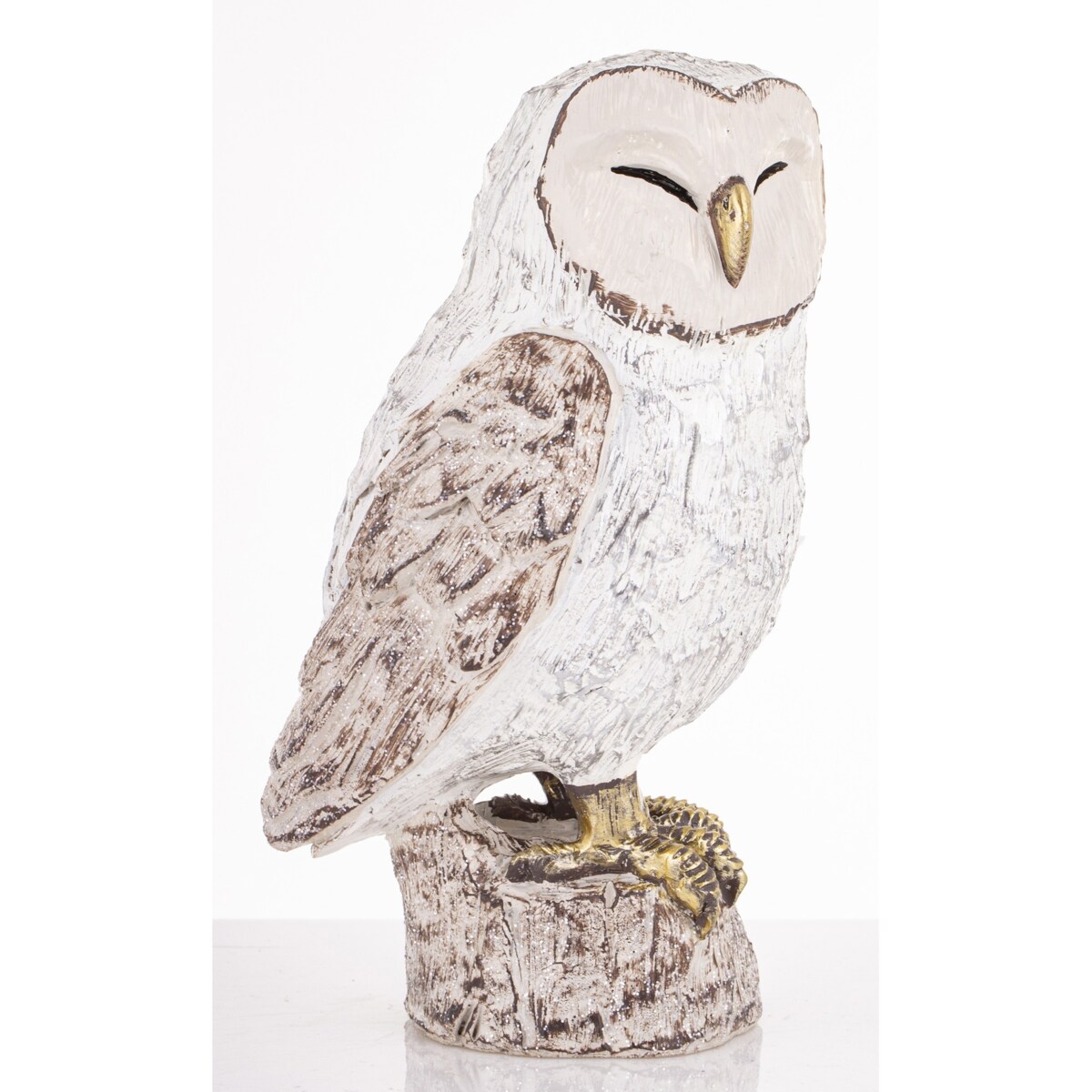 Dekoracja - biała sowa 18,5x9,5x10 cm UGLE small